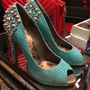 Turquoise shoes high sexy heels